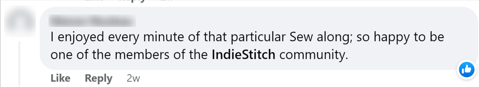 IndieStitch Sew Along _ Facebook Testimonial