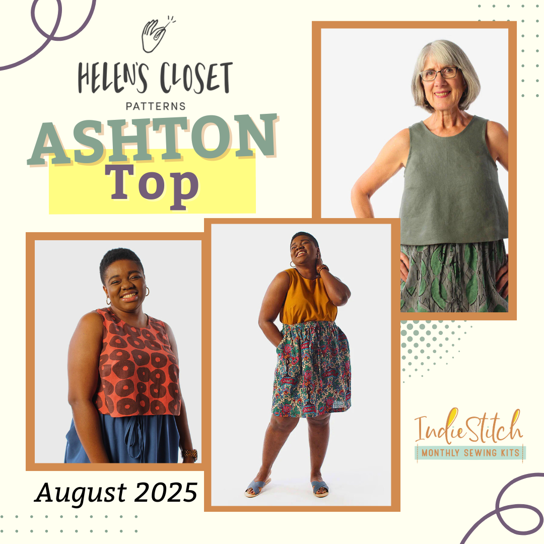 3 photos of women in loungewear. Two are in separates and one in a nightgown. The words Love Notions Luna Loungewear are above the images. The words April 2024 and the IndieStitch logo is below the images.